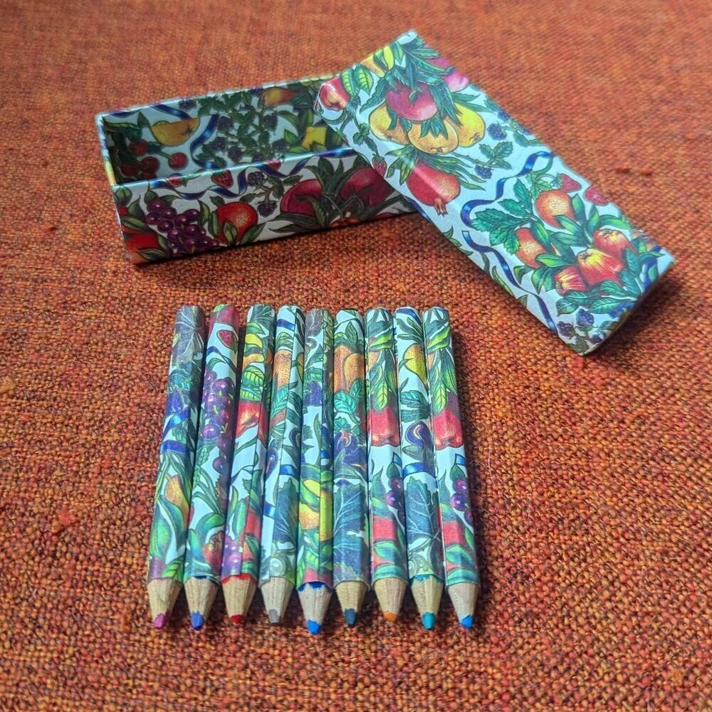 Vintage Color Pencil Set IL Papiro Box Fruit Ephemera Boho‎ Cottagecore Italy
